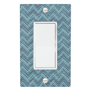 Blue shades chevron pattern light switch cover