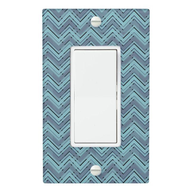 Blue shades chevron pattern light switch cover (In Situ)
