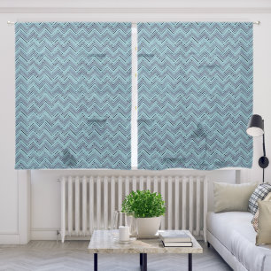 Blue shades chevron pattern sheer curtains