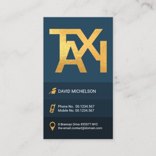 Blue Shades Columnar Gold Taxi Motif Cab Driver Business Card