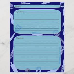 Blue shades cooking utensils recipe page