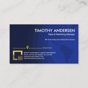 Blue Shades Globe Location Direction Marketing Business Card