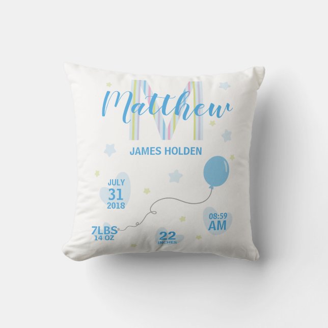 Blue Shades Newborn Design Throw Pillow (Front)