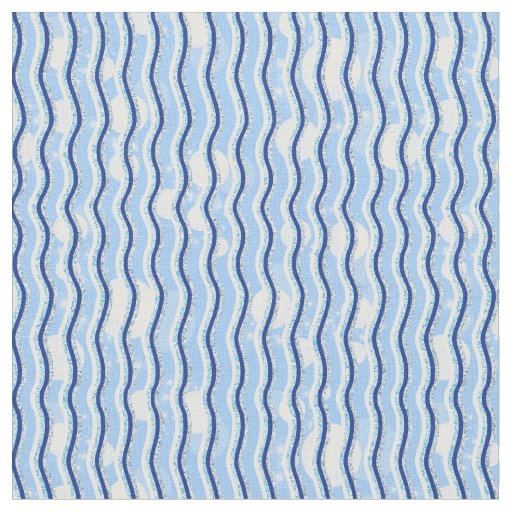 Blue Shades Ocean Waves Pattern Fabric