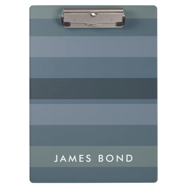 Blue Shades Ombre Simple Stripe Personalize Name Clipboard (Front)