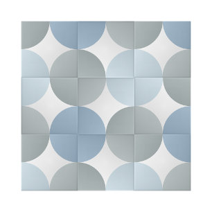 Blue Shades One Fourth Circle Geometric Design Ceramic Tile