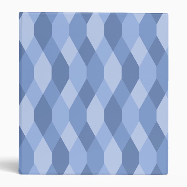 Blue Shades Rhombus And Hexagon Pattern Binder (Front)