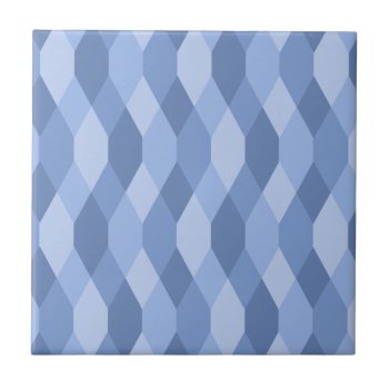 Blue Shades Rhombus And Hexagon Pattern Tile by CozyMode at Zazzle
