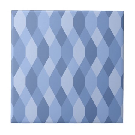 Blue Shades Rhombus And Hexagon Pattern Tile