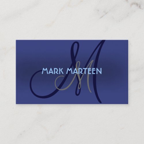 Blue shades simple monogram custom business cards