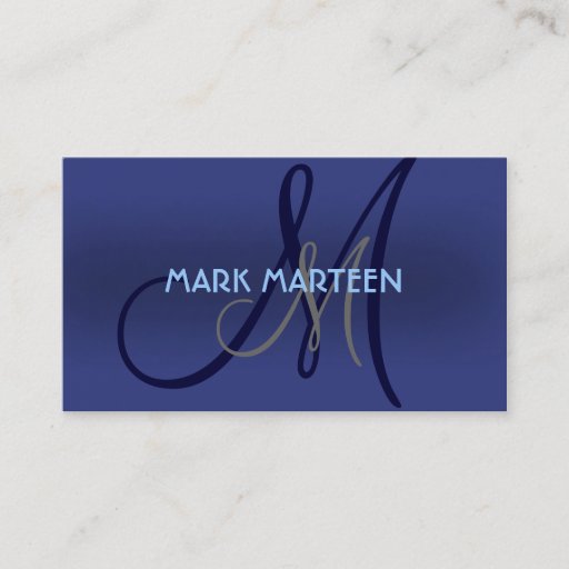 Customizable Blue shades simple monogram custom business cards