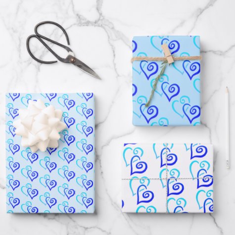 Blue Shades Two Linked Heart Pattern