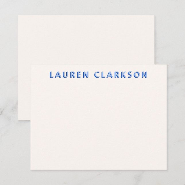Blue Shadow Name Stationery Back Save The Date (Front/Back)