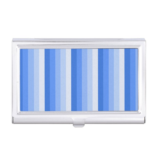 Blue shadow stripes business card case (Front)