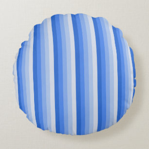 Blue shadow stripes round pillow