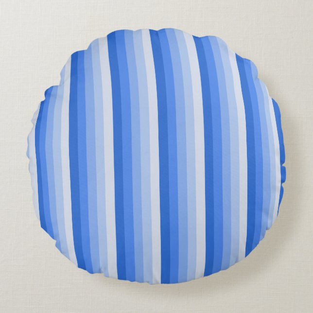 Blue shadow stripes round pillow (Front)