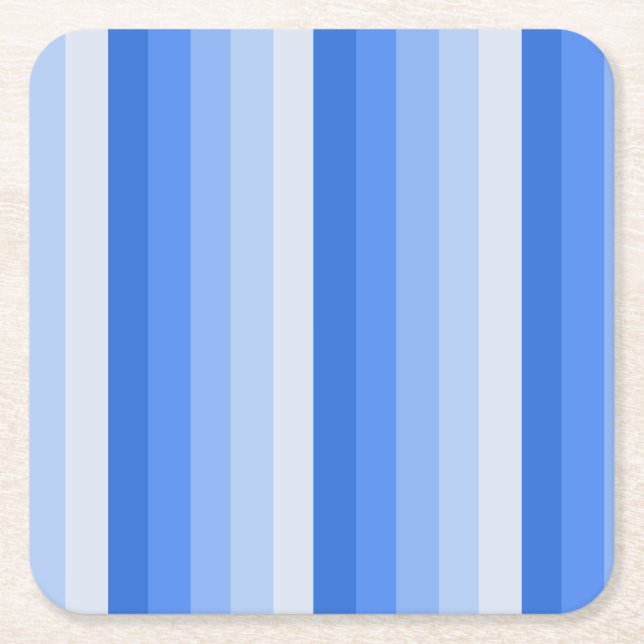 Blue shadow stripes square paper coaster (Front)