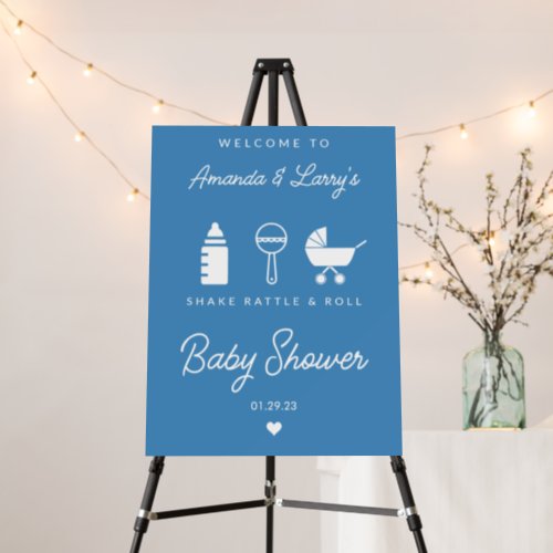 Blue Shake Rattle and Roll Baby Shower Foam Board