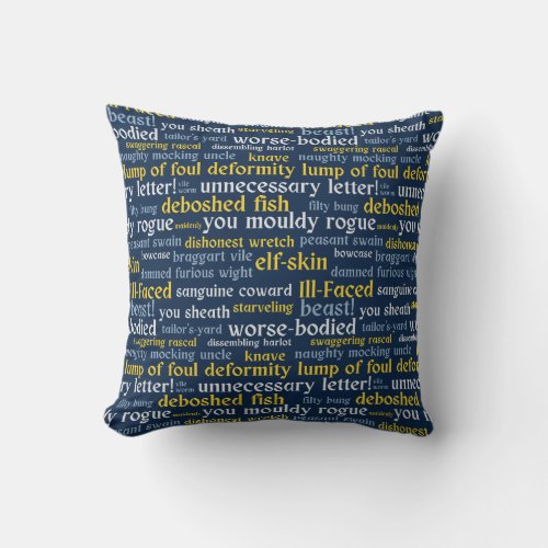 Blue Shakespeare Insult Funny Classic Literature Throw Pillow