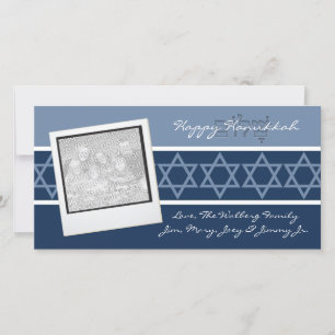 Blue Shalom Hanukkah Photo Cards