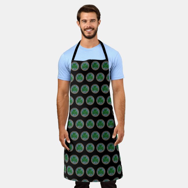 Blue Shamrock On Celtic Knots Apron (Worn)