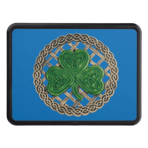 Blue Shamrock On Celtic Knots Hitch Cover