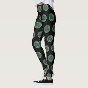 Blue Shamrock On Celtic Knots Leggings
