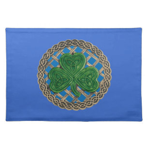Blue Shamrock On Celtic Knots Placemat