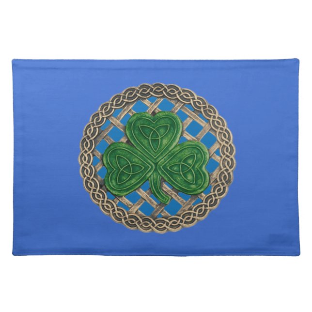 Blue Shamrock On Celtic Knots Placemat (Front)