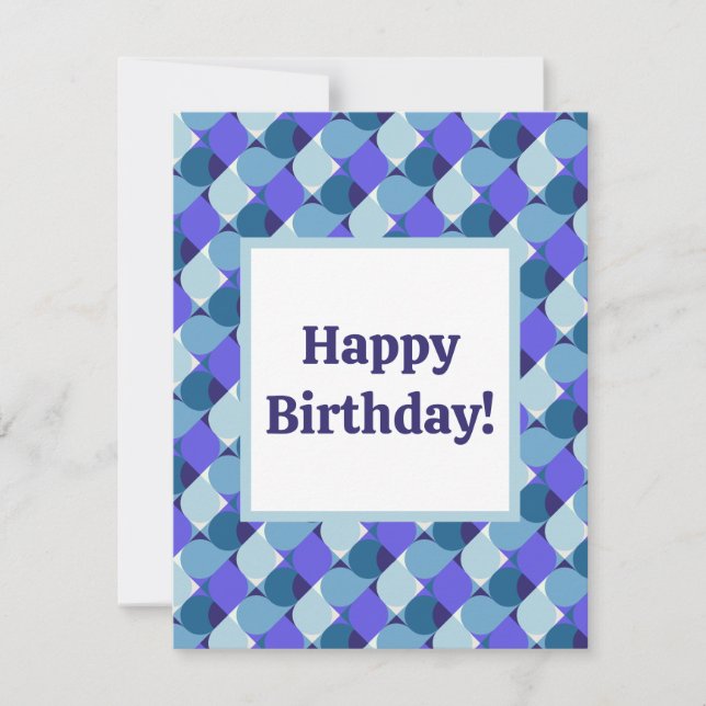 Blue Shapes Birthday Note Card (Front)
