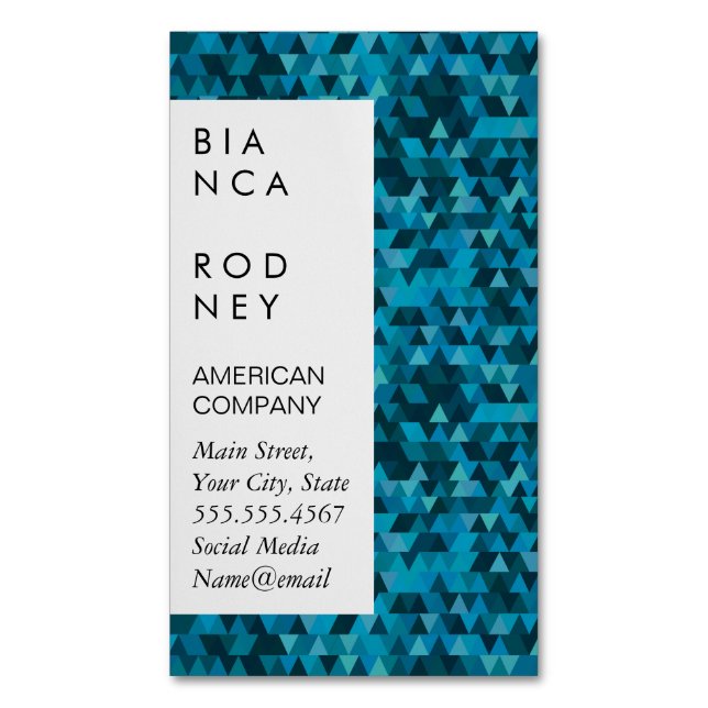 Blue Shapes Corporate Business Card Magnet (Front Vertical)