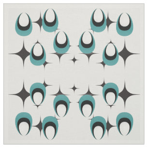 blue shapes Mid Century Modern Fabric