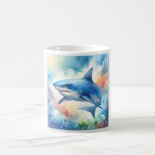Blue Shark 150624AREF109 _ Watercolor Coffee Mug
