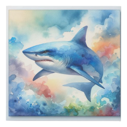 Blue Shark 150624AREF109 _ Watercolor Faux Canvas Print