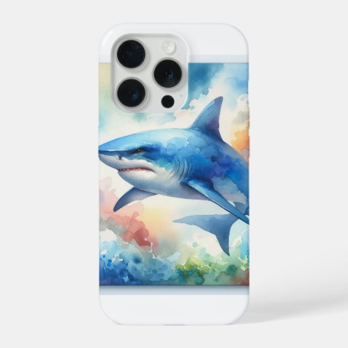 Blue Shark 150624AREF109 _ Watercolor iPhone 15 Pro Case