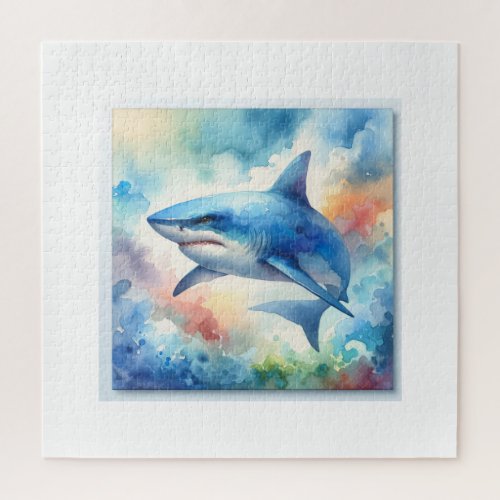 Blue Shark 150624AREF109 _ Watercolor Jigsaw Puzzle