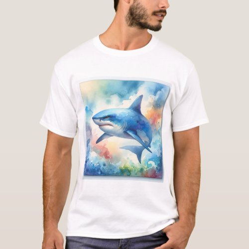 Blue Shark 150624AREF109 _ Watercolor T_Shirt