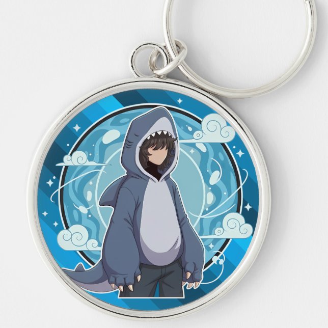 Blue Shark Boy Anime Art Keychain (Front)