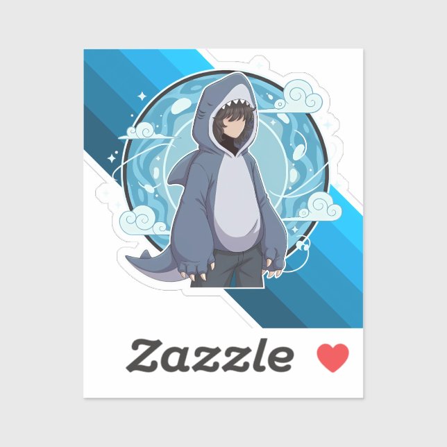 Blue Shark Boy Anime Art Sticker (Sheet)