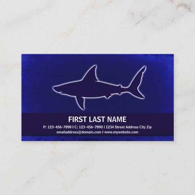 Blue shark cage dive customizable business cards (Front)