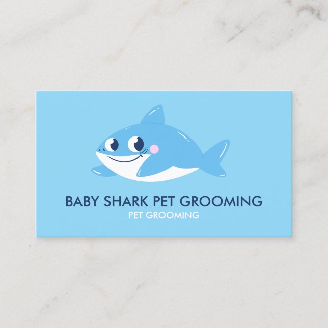 Blue Shark Fish | Baby Sitter Care Business Card (Front)