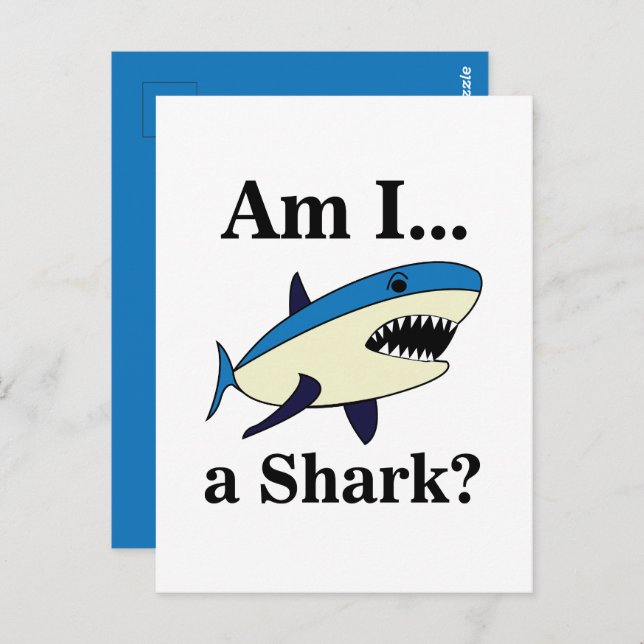 Blue Shark Funny Postcard (Front/Back)