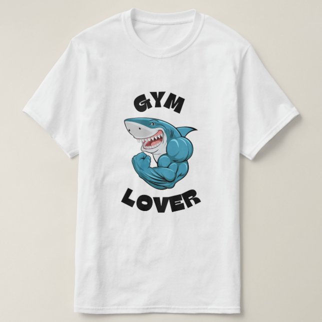 Blue shark gym lover T-shirt (Design Front)