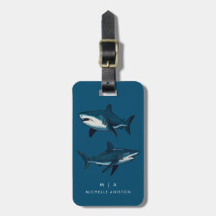 Blue Shark   Monogram Custom Luggage Tag
