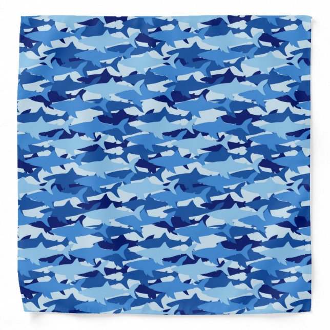 Blue Shark Pattern Bandana (Front)