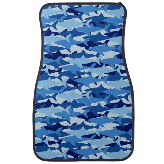 Blue Shark Pattern Car Floor Mat (Front)