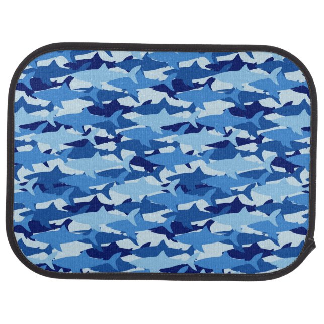 Blue Shark Pattern Car Mat (Rear)