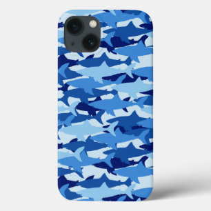 Blue Shark Pattern iPhone 13 Case