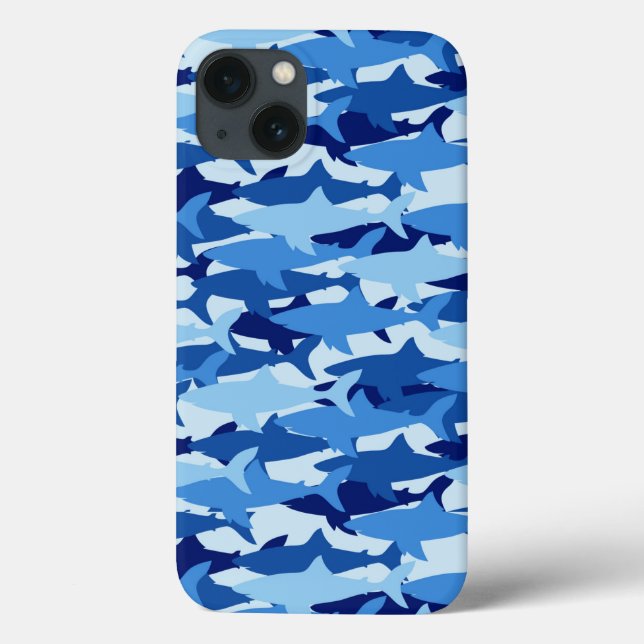 Blue Shark Pattern Case-Mate iPhone Case (Back)