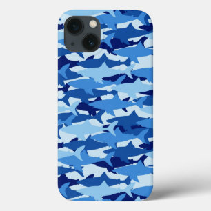 Blue Shark Pattern iPhone 13 Case